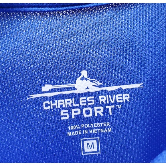 MEN'S CHARLES RIVER SPORT POLYESTER POLO ROYAL BLUE WHITE Dixie Softball Size M - Picture 4 of 4